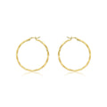 9K Yellow Gold 33mm Diamond Cut Faceted Hoop Earrings