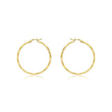 9K Yellow Gold 33mm Diamond Cut Faceted Hoop Earrings