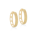 9K Yellow Gold Medium Quilted Hoop Earrings