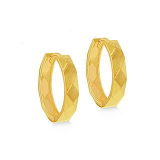 9K Yellow Gold Faceted Hoop Earrings