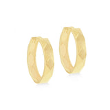 9K Yellow Gold Faceted Medium Hoop Earrings