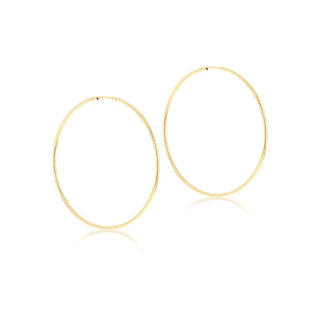 9K Yellow Gold Diamond Cut Faceted Hoop Earrings