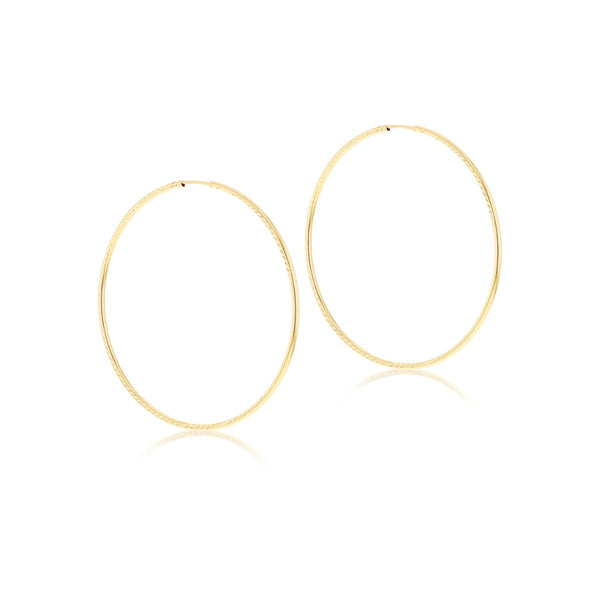 9K Yellow Gold Diamond Cut Faceted Hoop Earrings