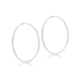 9K White Gold Slim 40mm Faceted Hoop Earrings