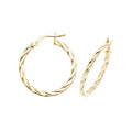 9K Yellow Gold 20mm Flat Twisted Hoop Earrings