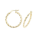 9K Yellow Gold 20mm Flat Twisted Hoop Earrings