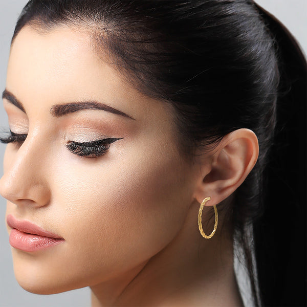 9K Yellow Gold Twisted 30mm Hoop Earrings