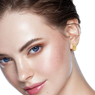 9K Yellow Gold Shell Half Hoop Earrings