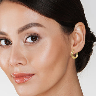 9K Yellow Gold 10mm Faceted Hoop Earrings