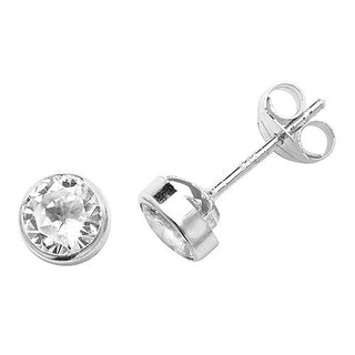 9ct White Gold Round CZ Stud Earrings