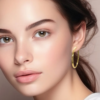 9K Yellow Gold 55mm Hoop Earrings