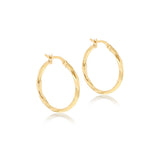 9K Yellow Gold Diamond Cut Faceted Creole Earrings
