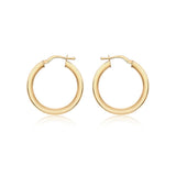 9K Yellow Gold Round-Tube 25mm Hoop Creole Earrings