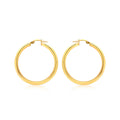 9K Yellow Gold Round-Tube 35mm Hoop Creole Earrings