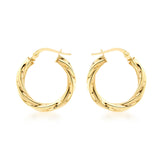 9K Yellow Gold 20mm Twist Creole Hoop Earrings