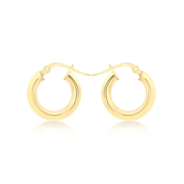 9K Yellow Gold Round-Tube 18mm Hoop Creole Earrings