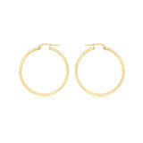 9K Yellow Gold Rectangular-Tube 30mm Hoop Earrings