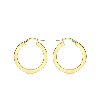 9K Yellow Gold Flat Creole Hoop Earrings