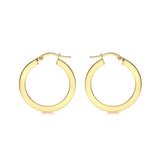 9K Yellow Gold Flat Creole Hoop Earrings