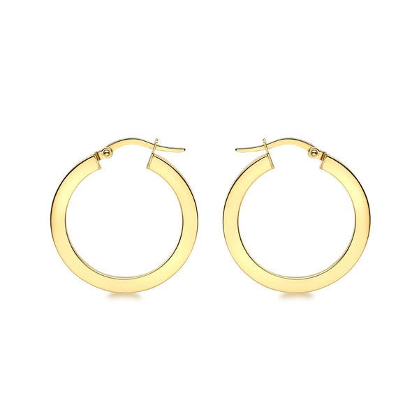 9K Yellow Gold Flat Creole Hoop Earrings