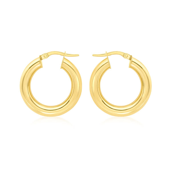 9K Yellow Gold Polished Hoop Creole Earrings