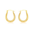 9K Yellow Gold Patterned Creole Hoop Earrings