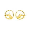9K Yellow Gold Dolphin Creole Hoop Earrings