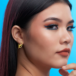 9K Yellow Gold Dolphin Creole Hoop Earrings