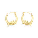 9K Yellow Gold 14mm X 16mm Dolphin Creole Hoop Earrings