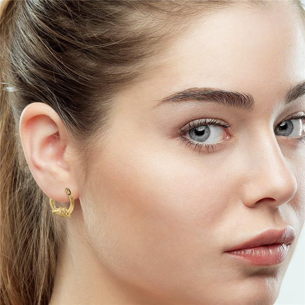 9K Yellow Gold 14mm X 16mm Dolphin Creole Hoop Earrings