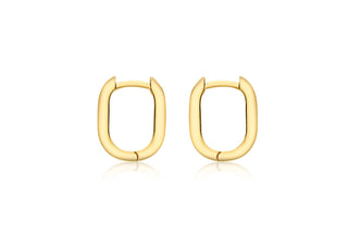9K Yellow Gold Rectangular Creole Hoop Earrings