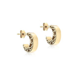 9K Yellow Gold Filigree Side Half Hoop Stud Earrings