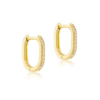 9K Yellow Gold Cubic Zirconia Hoop Creole Earrings