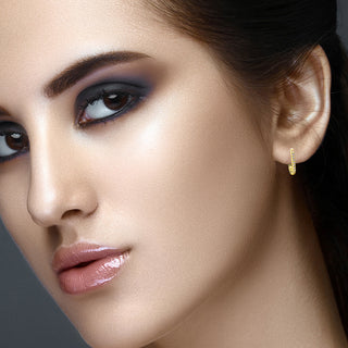 9K Yellow Gold Cubic Zirconia Hoop Creole Earrings