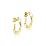 9K Yellow Gold Crossover Half-Hoop Earrings