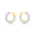 9K 2-Tone Gold Textured Electroform Hoop Earrings