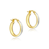 9K 2-Coloured Gold Diamond Cut Hoop Creole Earrings