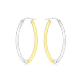 9K 2-Colour Gold Oval Creole Earrings