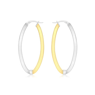 9K 2-Colour Gold Oval Creole Earrings