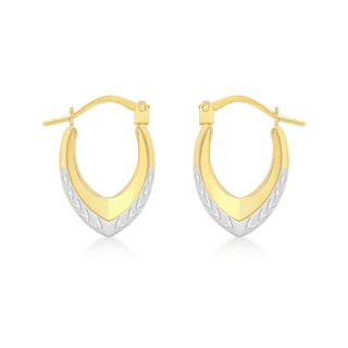 9K 2-Colour Gold Diamond Cut Creole Hoop Earrings