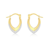 9K 2-Colour Gold Diamond Cut Creole Hoop Earrings
