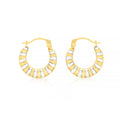 9K 2-Colour Gold 14mm X 15mm Creole Hoop Earrings