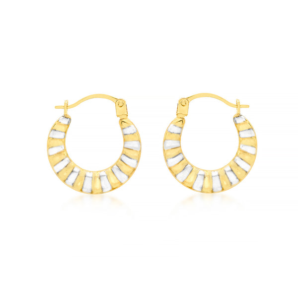 9K 2-Colour Gold 14mm X 15mm Creole Hoop Earrings