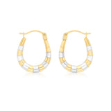 9K 2-Colour Gold 14mm X 17mm Creole Hoop Earrings