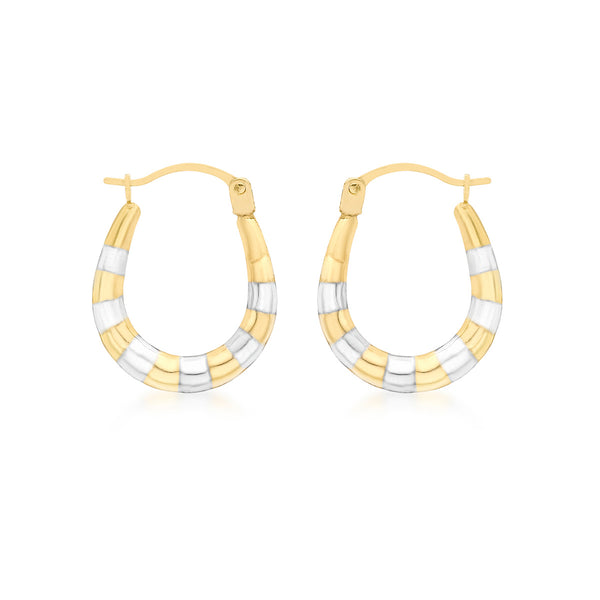 9K 2-Colour Gold 14mm X 17mm Creole Hoop Earrings