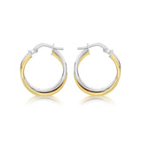 9K 2-Colour Gold Twist Crossover Creole Hoop Earrings