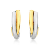 9K 2-Coloured Gold Crossover Huggie Hoop Earrings