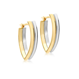 9K 2-Colour Gold V-Shaped Huggie Hoop Earrings