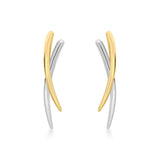 9K 2-Colour Gold Crossover Earrings