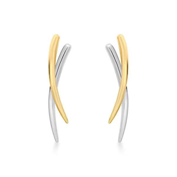 9K 2-Colour Gold Crossover Earrings